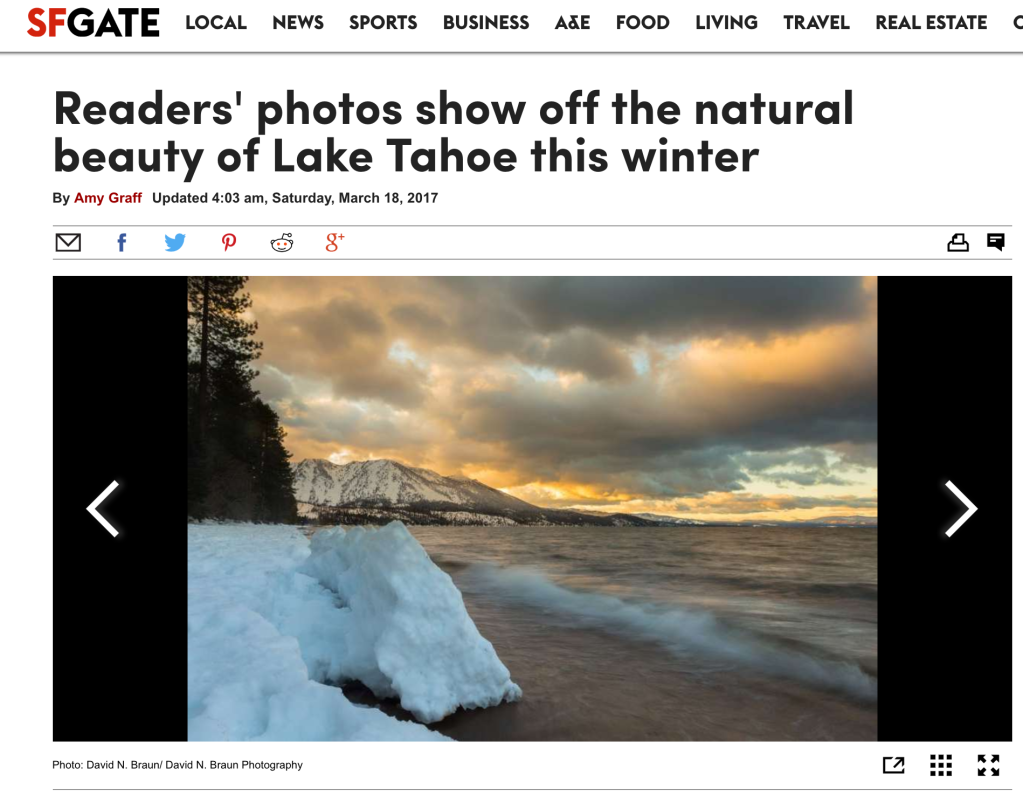 Tear Sheet: SF Gate — Reader’s Photos Show off the Natural Beauty of Lake Tahoe this Winter